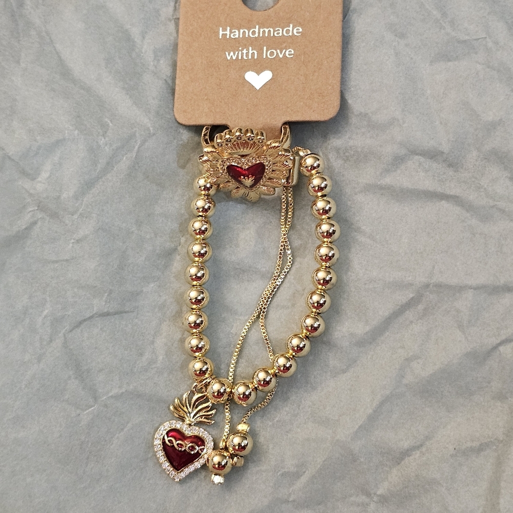 Bracelet And Ring Set With Heart